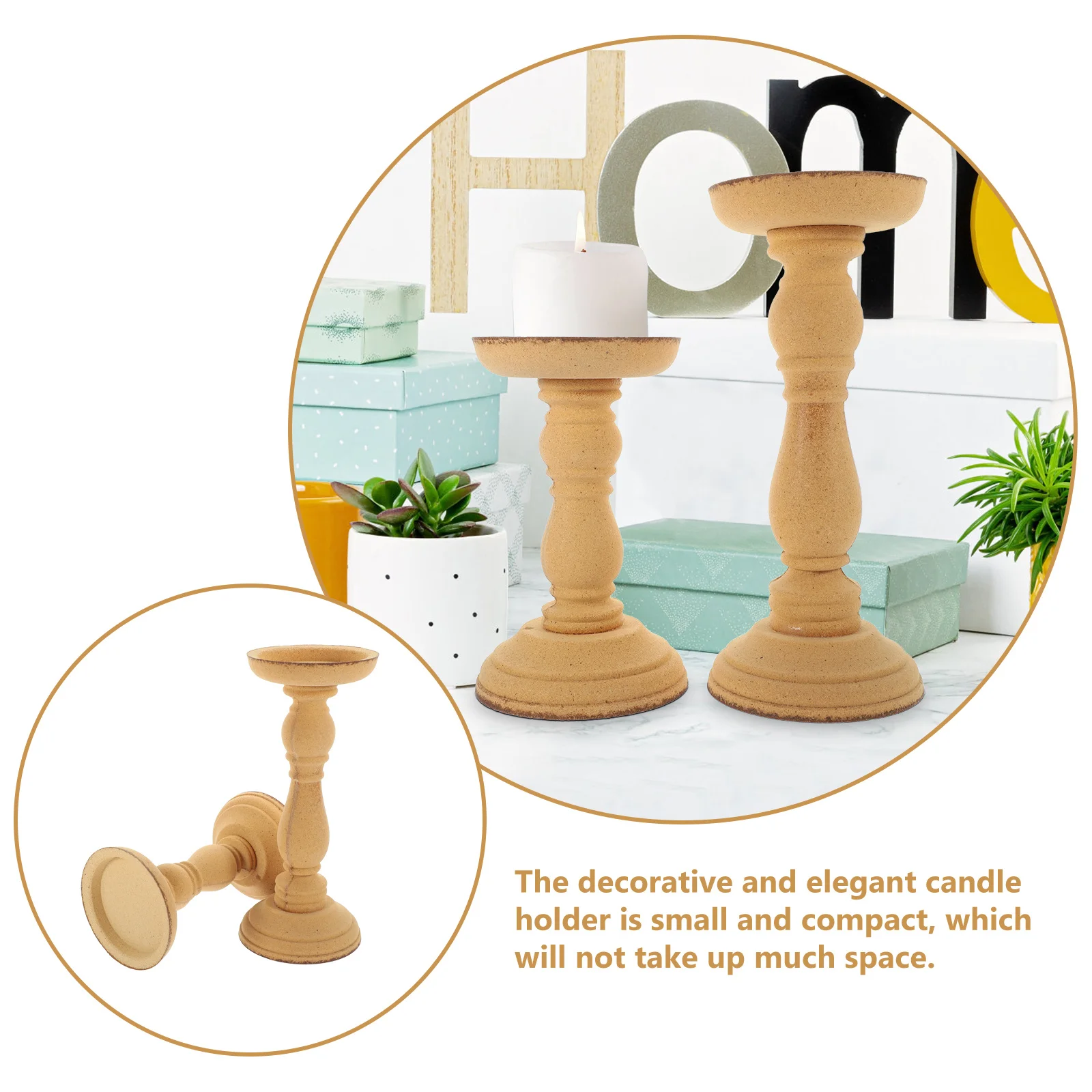 2 stuks Romeinse kolomhouders houten rustieke pijler kandelaar tafel middelpunt voor huisdecoratie houten houder