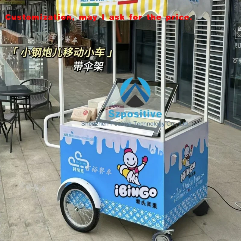 

Custom.Street Snack Push Мобильная тележка Shaved Rolled Freezer Food Cart Truck Trailer Распродажа в США с