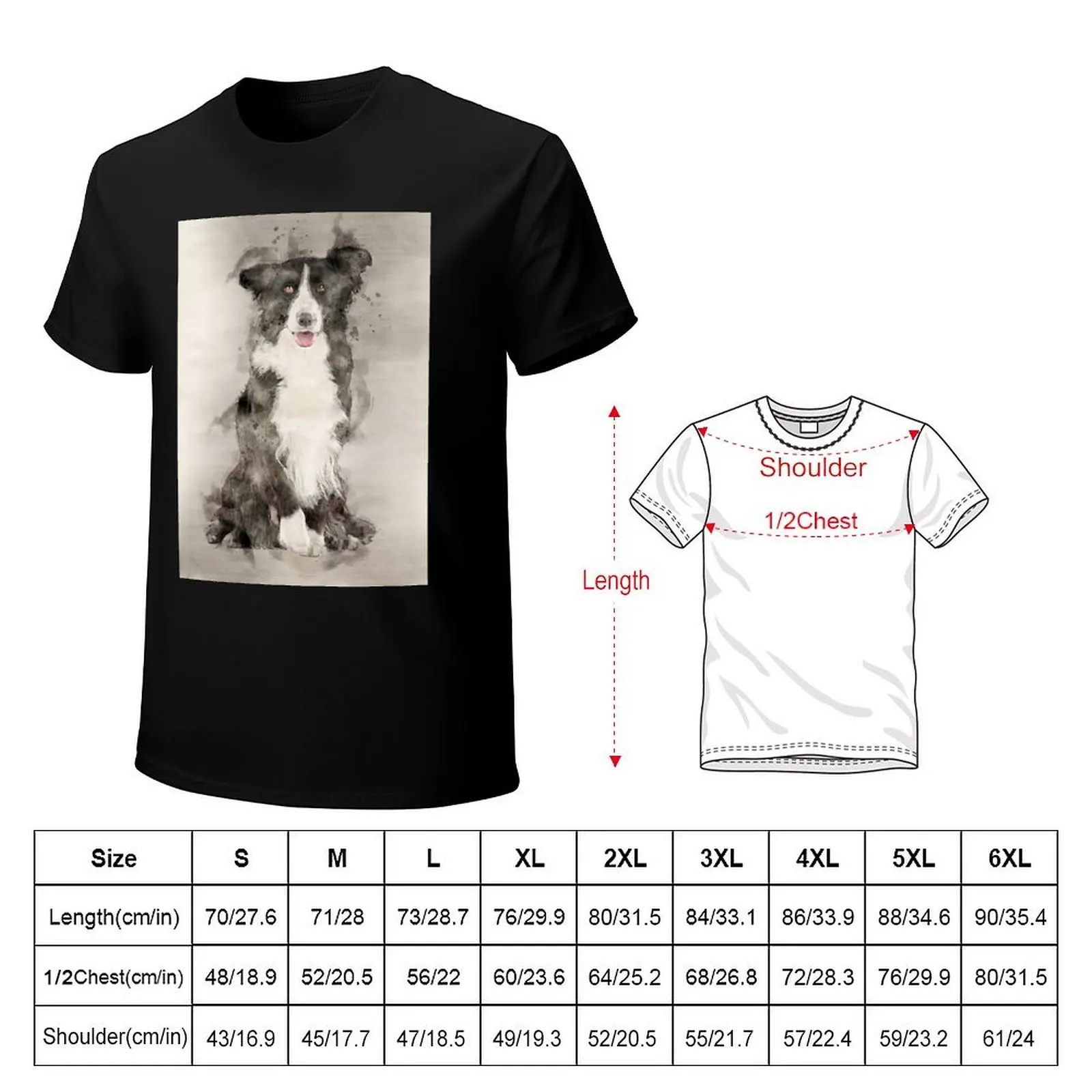 Border collie in watercolor T-Shirt graphic shirts cheap stuff graphic t shirt vintage mens workout shirts