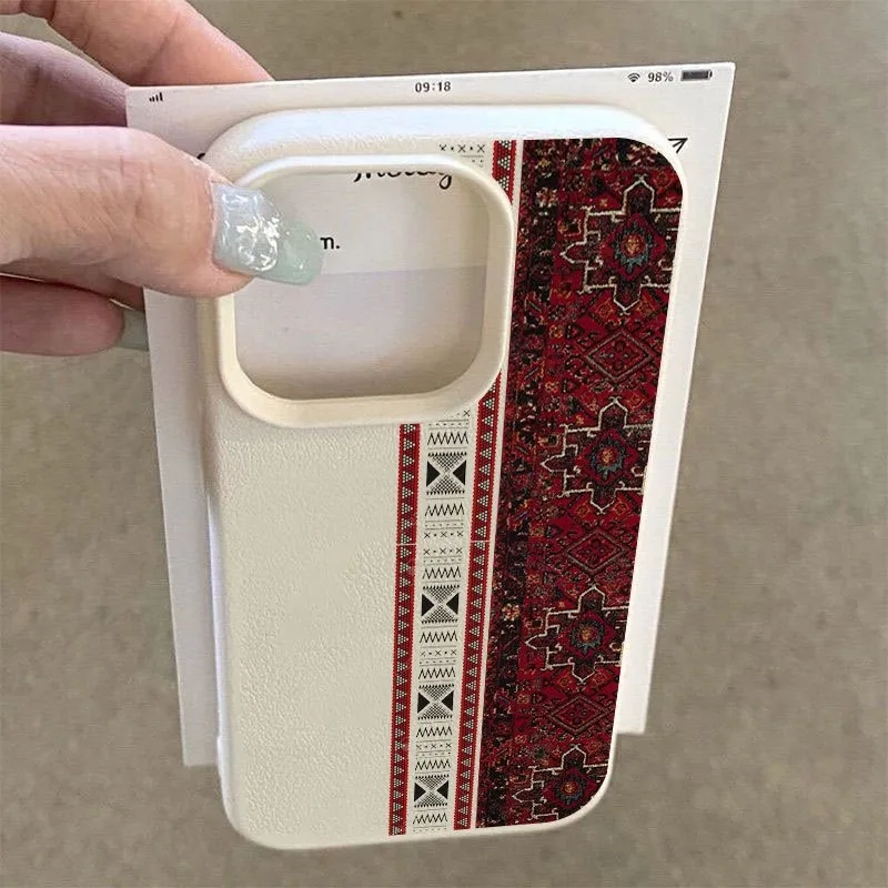 Red Carpet Pattern Lychee Texture Phone Case For iPhone 17 Pro Max 11 12 13 14 15 16 Pro 17Air 15 14 Plus X XS XR 16E Soft Cover - view 3