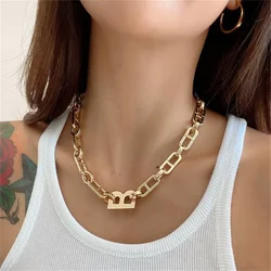 Fashion Boho B-shaped Letter Punk Exaggerated Collar Multilevel Necklace For Women Female Gold-plate Thick Chain Jewelry Gift