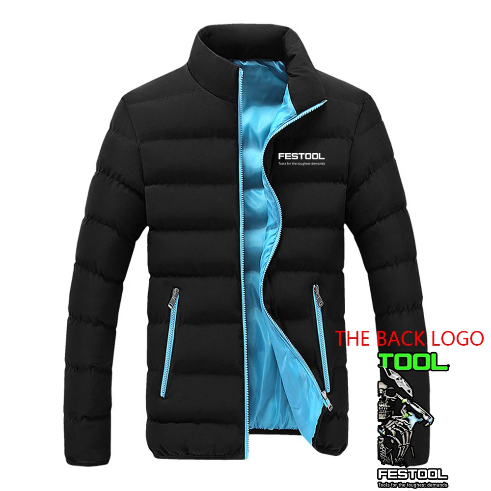 2024 Men New Festool Tools Autumn and Winter Stand Collar Printing Four-color Cotton-padded Jacket Warm Coat Tops