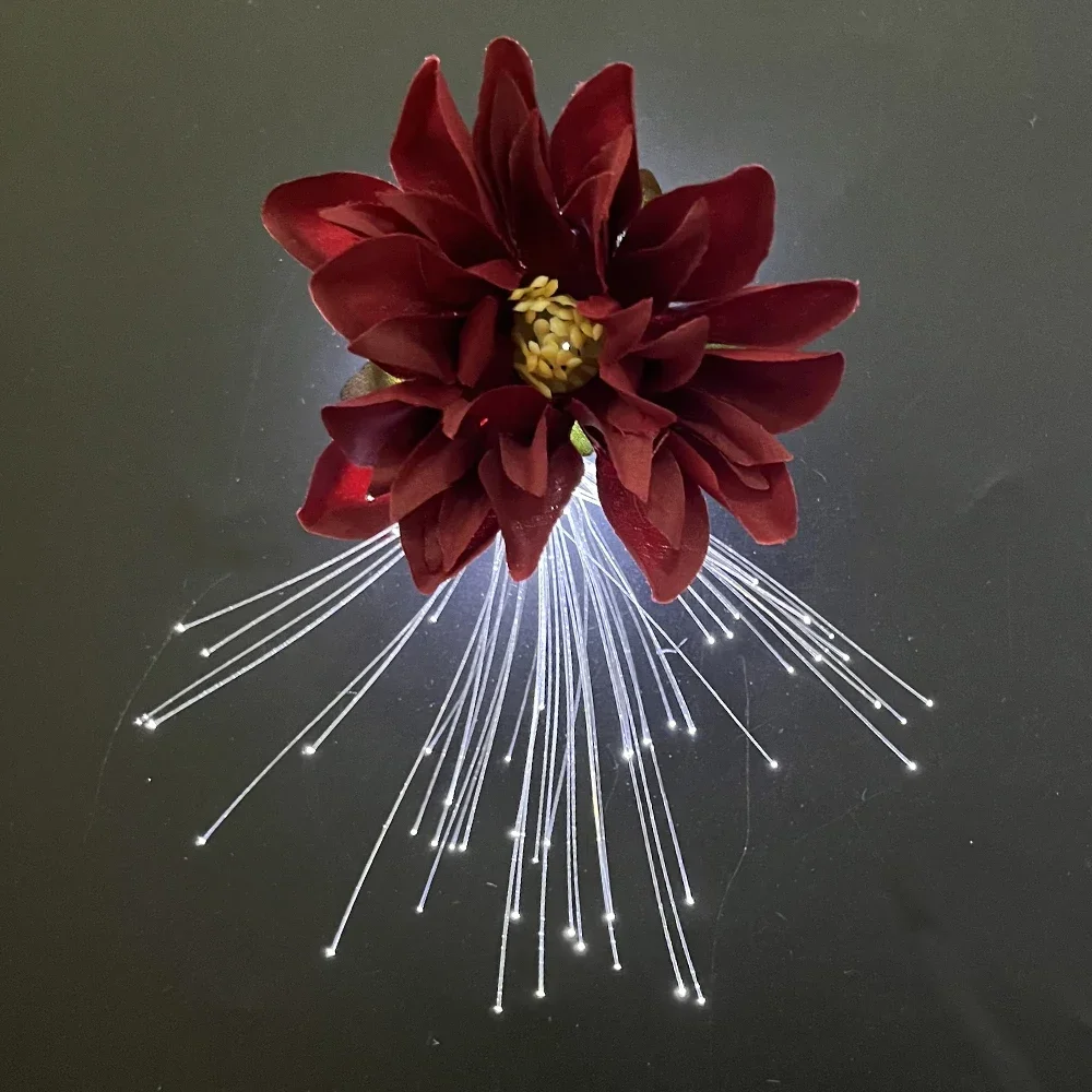 10pcs Optical Fiber Light Up Glow Flower Hair Clip Pin Brooch for Birthday Party Travel Cocktail Wedding Festival