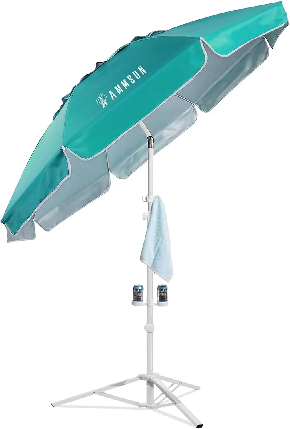 Portable Sun Umbrella with Stand, 6.5ft Lightweight Canopy for Outdoor Sports, Adjustable Shade Protection in Turquoise