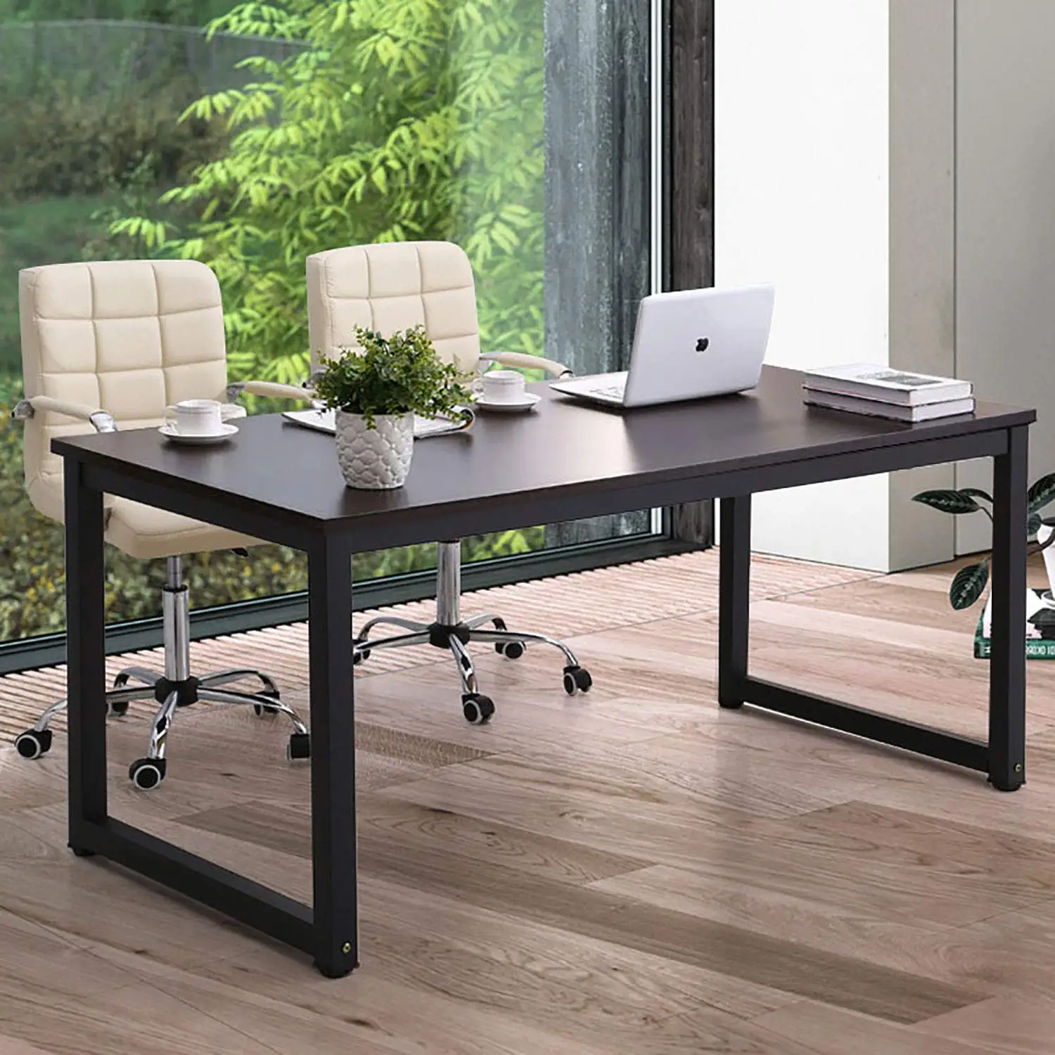 Modern Computer Desk 63 Inch Large Writing Study Table Metal Sturdy Frame Steel Legs Wide Workstation Home Office, Customized