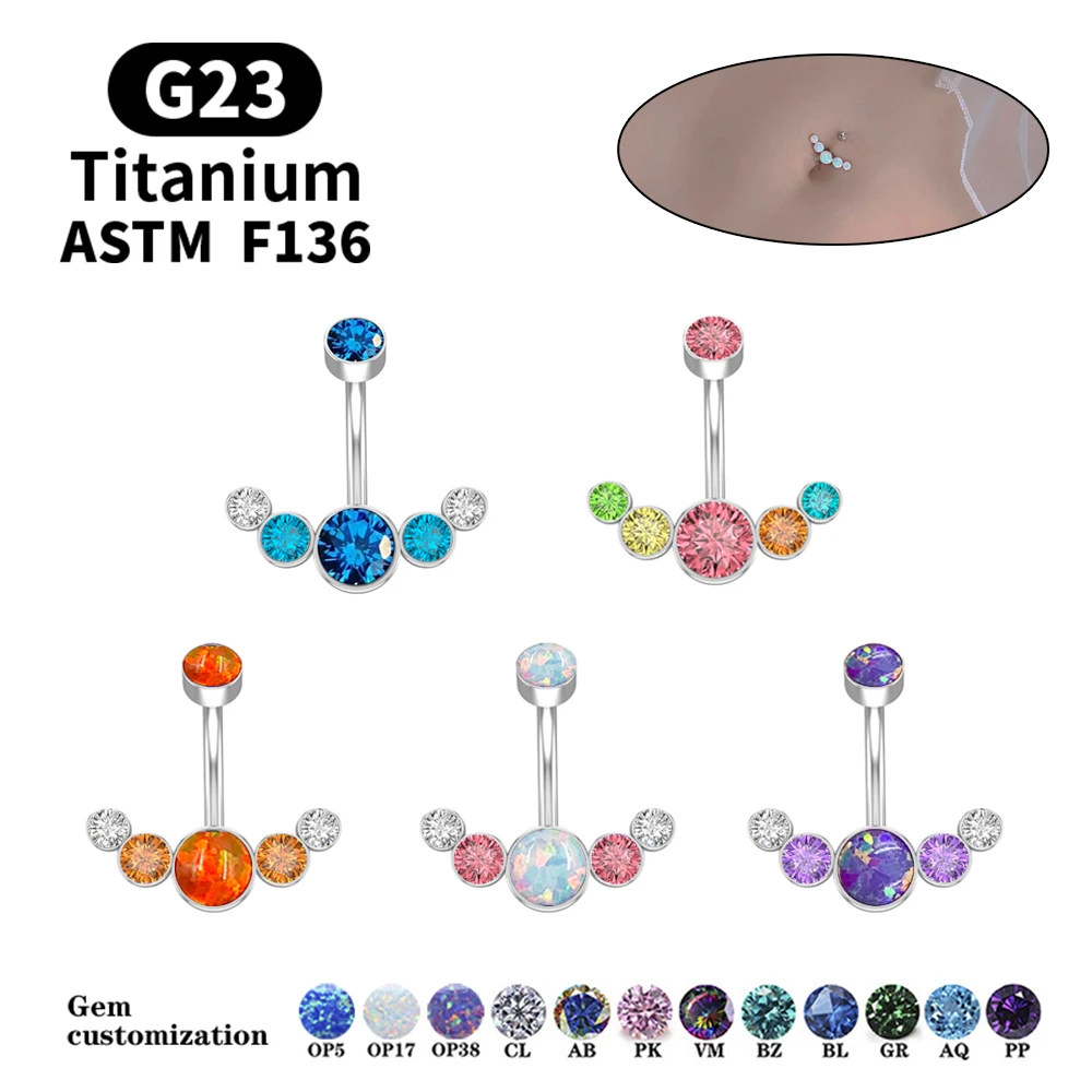 Fashion G23 Titanium Opal  Ring Belly Button Belly Button Ring Piercing Nombril Ombligo Piercing Sexy Glamorous Jewelry