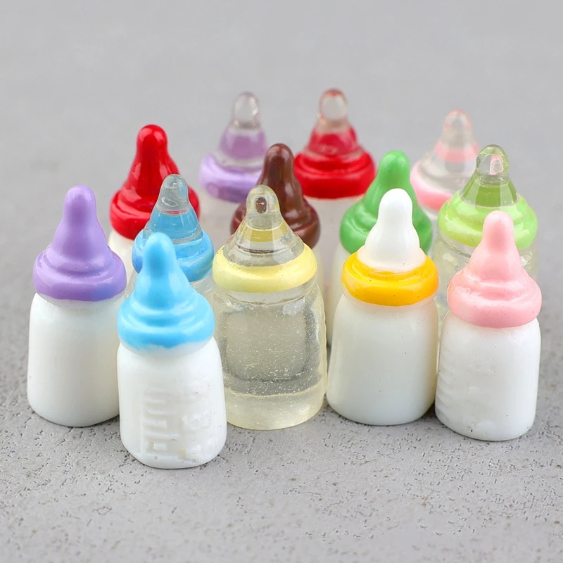 Nursing Bottle 3D Resin Cabochon for Deco Crafts Wholesale 10pcs 3D Feeing Bottle Resin DIY Decoration Accessory Ornament Charms