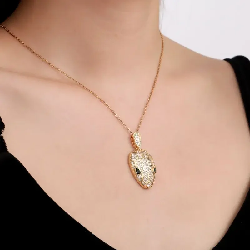 남성용 클래식 힙합 독특한 커플 펜던트 목걸이, 크로스 바디 쥬얼리 도매, 지르코니아 상감 구리 머리 뱀 디자인