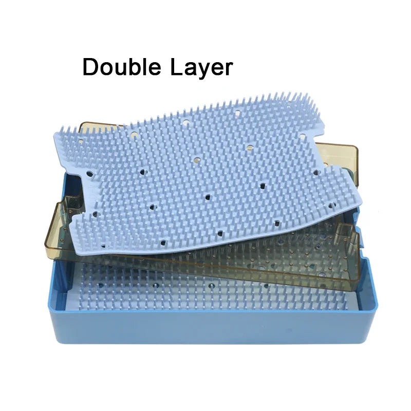 Single Double Layer Disinfecting Box with Silicone Mat Silicone Sterilization Tray Case