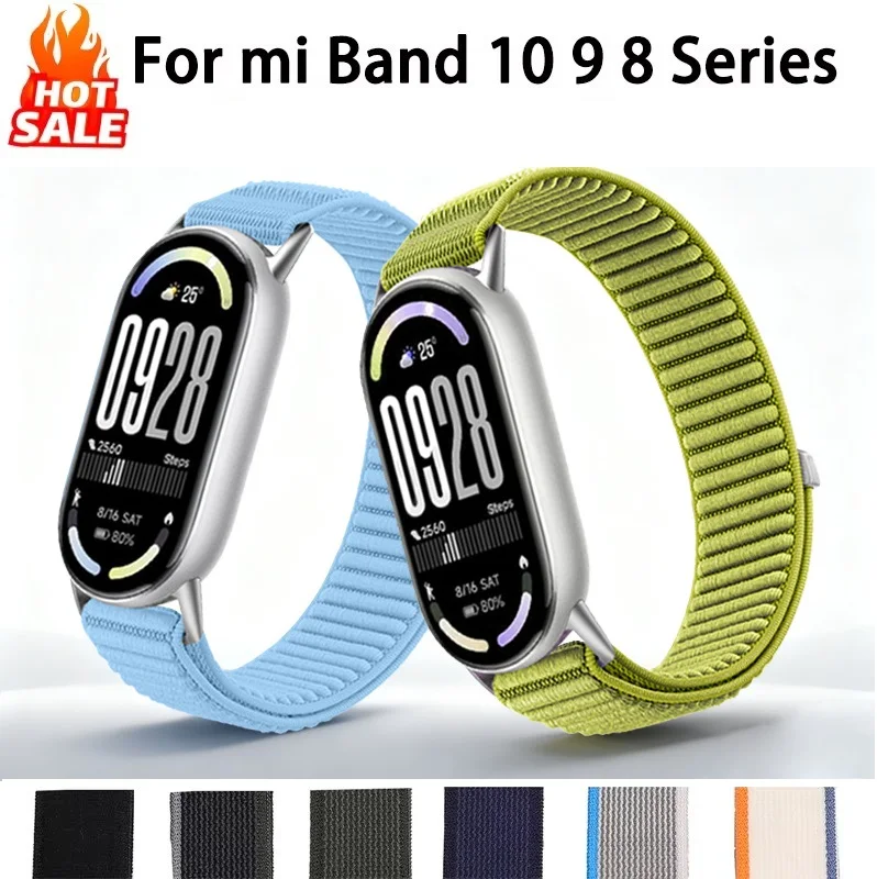 Pulseira de Nylon para Xiaomi Mi Band 10 9 8, Bracelete de Substituição para Smartwatch, Acessórios para Mi Band 10 9