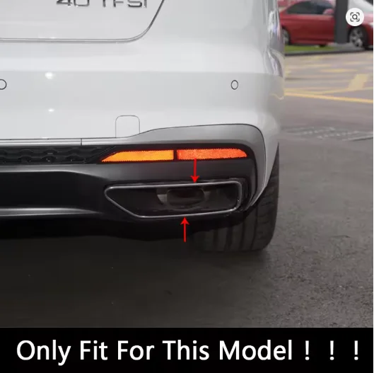 아우디 A5 A4 B9 2020-2024 테일 스로트 프레임 장식 트림 액세서리에 대한 스테인레스 스틸 블랙 자동차 테일 배기관 커버