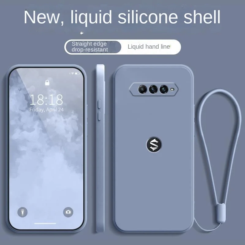 Straight Edge Liquid Silicone Case For Xiaomi Black Shark 4 BlackShark 4 4s 5 Pro  Soft Phone Cover Coque Fundas