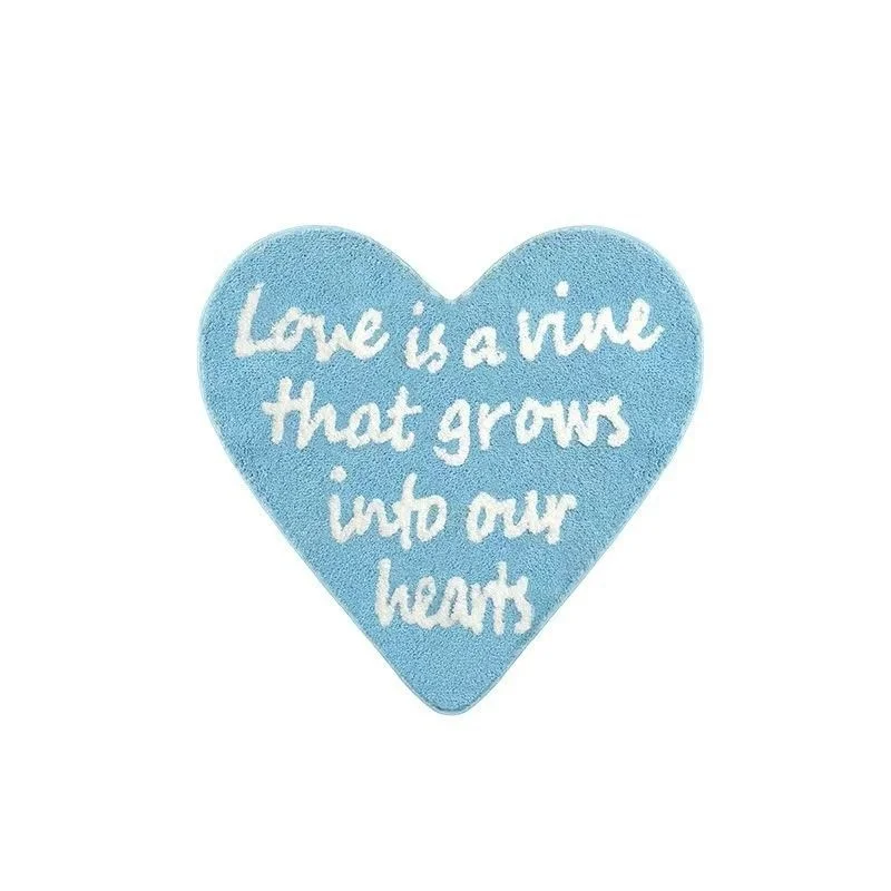 Heart Rug Cute Letter Carpet  Thick Faux Cashmere Non Slip Floor Mat Bedroom Living Room Bedside Door Mat Home Decor