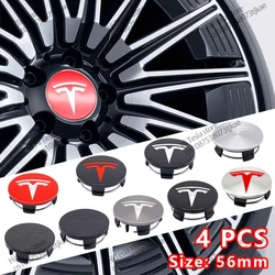 56mm 4-teiliges Radreifen-Mittelkappen-Logo für Tesla Original-Naben kappen model3 Modell y Modell s x hochwertiges Autozubehör