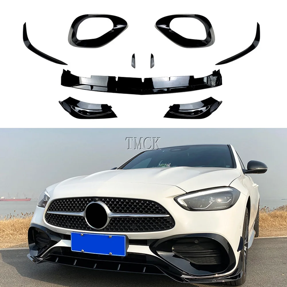 For Mercedes Benz C Class W206 C200 C220 C260 C300 2022 Car Accessories Front Bumper Splitter Spoiler Canard Fog Lamp Cover Trim