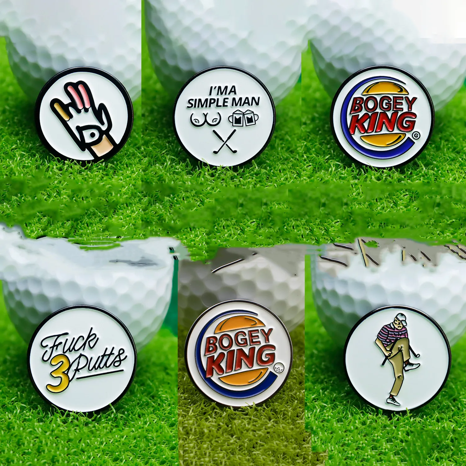 Funny Golf Gift for Men, Angry Golfer Enamel Ball Marker with Magnetic Hat Clip, Novelty Golf Accessory