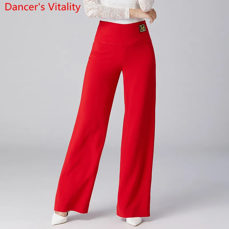 Modern Dance Wear Women New Latin Ballroom National Standard Dancing Loose Pants Black Trousers Competition Training Clothes