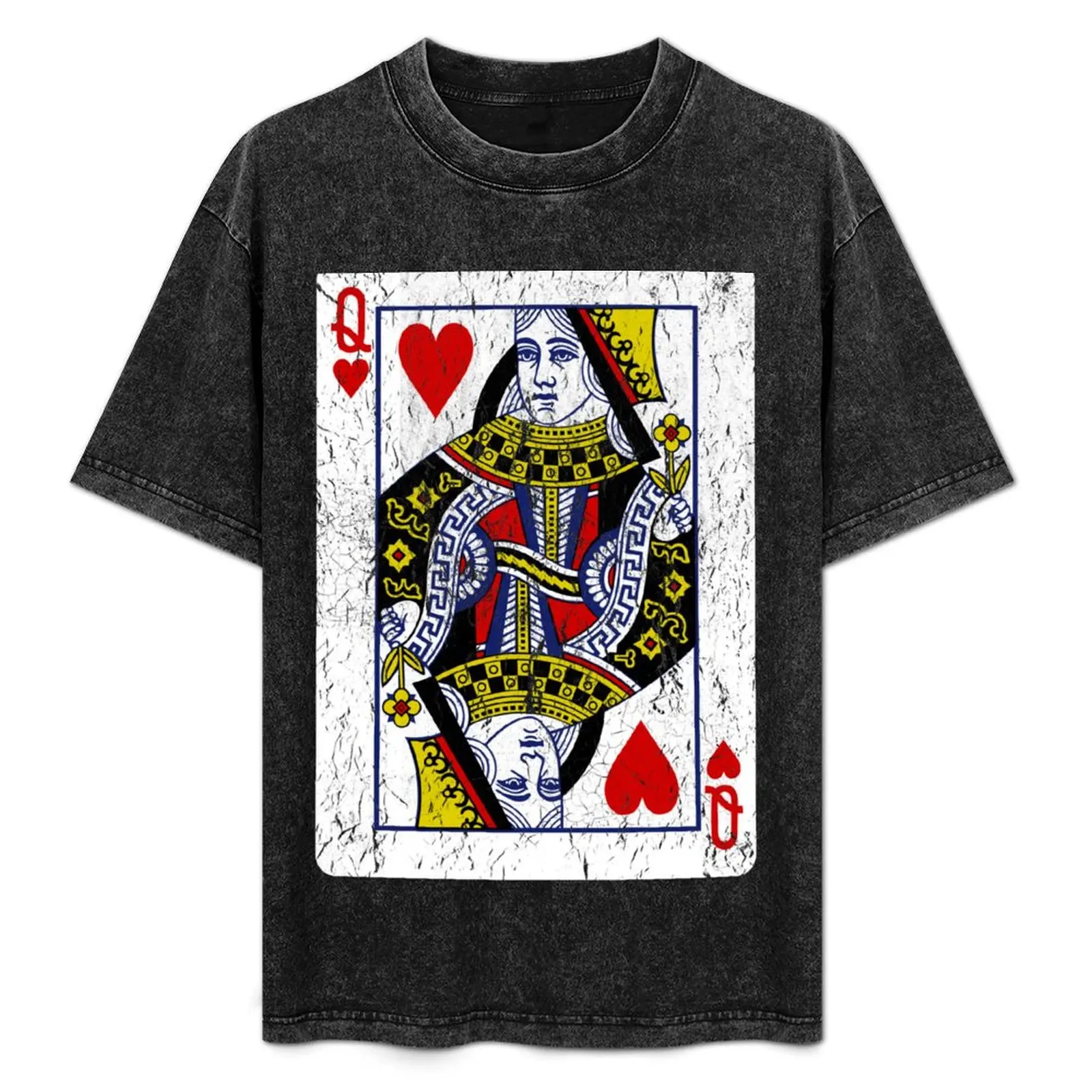 

Queen of Hearts Playing Card T-Shirt cotton t shirts high quality t shirts for man graphic vintage T-Shirt