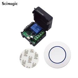 1 Button Round 3V 433Mhz Wireless Remote Control Switch DC12V 24V 1 Channel Relay Receiver for Garage Gate Motor Light ON / OFF