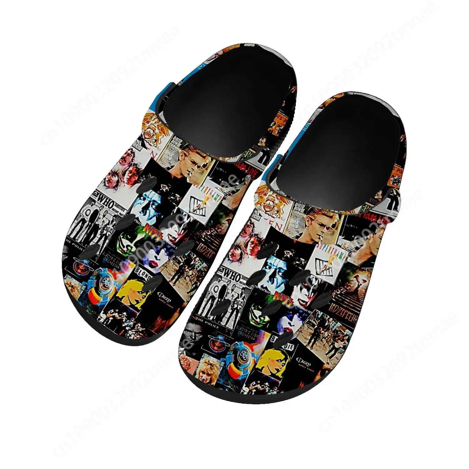 Rock Band Collage Pop Home Clogs Custom Water Shoes Mens Womens Teenager Shoe Garden Clog Breathable Beach Hole Slippers Black