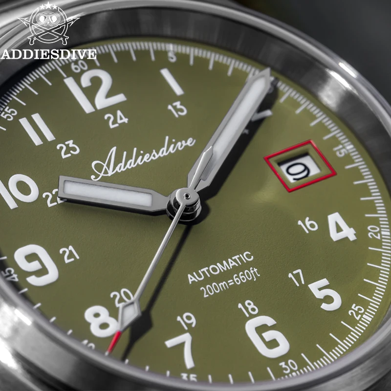 Addiesdive Saffier Automatisch Mechanisch Horloge Staal 39Mm Groene Wijzerplaat Paar Horloges Luxe Bgw9 Lichtgevende Waterdichte Polshorloges