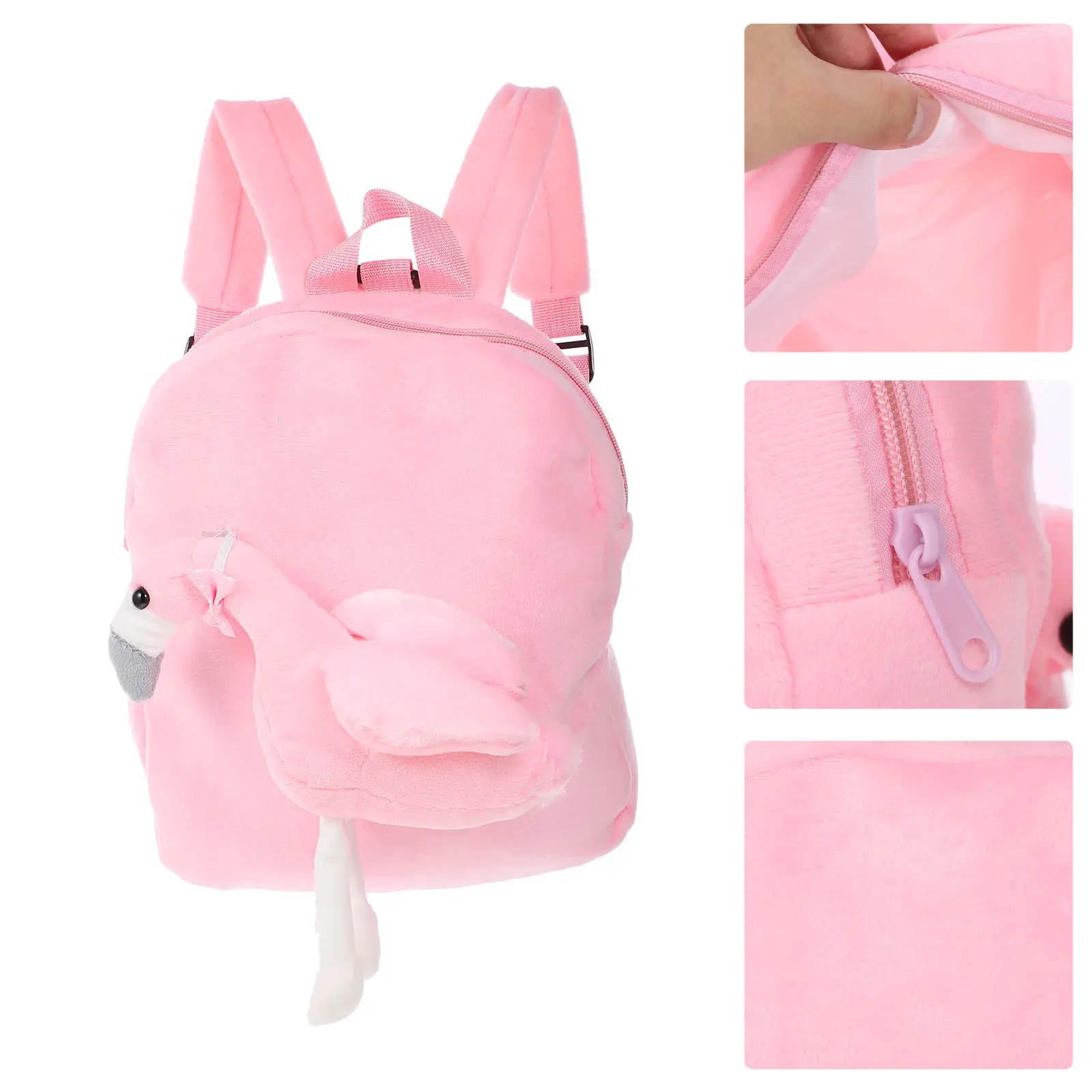

Pink Flamingo Backpack Girls Kids Stylish Elegant Design High Capacity Bookbag Travel Storage Bag Smooth Zipper Casual Use