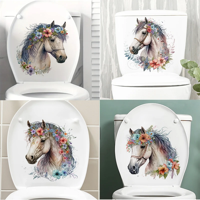 

Horse and Flowers Self-Adhesive Wall Decal - Removable, Reusable PVC Sticker for Kitchen & Living Room Decor