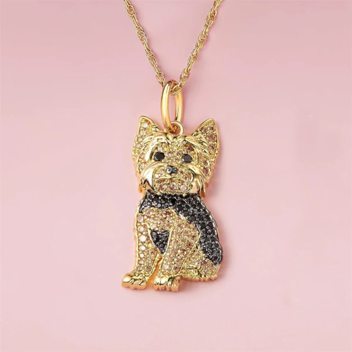 Exquisite Cute Yorkshire Pendant Necklace Women\'s Elegant Pet Puppy Jewelry Animal Accessories Birthday Gifts for Dog Lovers