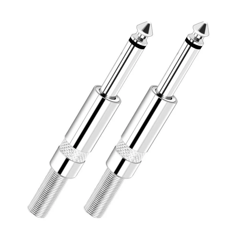 2pcs Lot 6.35mm Right Angle Large 2-core Microphone Guitar Speaker Hexagonal Single Sound Elbow 6.5 Plug Female Audio Connector