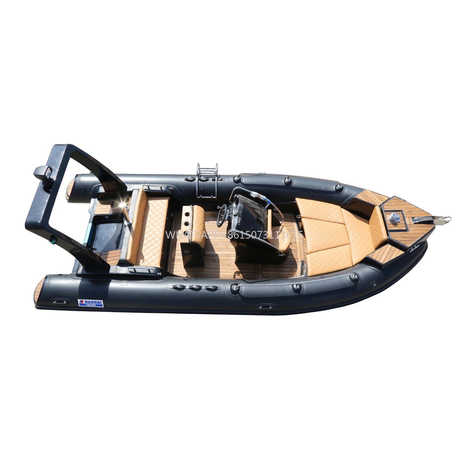 Qingdao Haohai Barca da pesca con pontone in fibra di vetro di lusso per barche a coste in vendita in stile yacht a remi