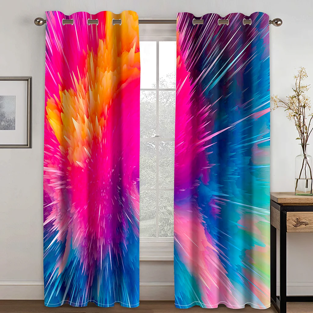 Dynamic 3D Emission Light Fireworks ColorfulWindow Curtains Kids Bedroom Living Room Hall Treatments Kitchen Decor Drapes Blinds