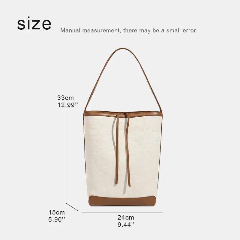 Simple Tote Bag Women Luxury  Designer Handbag And Purses 2023 New In Canvas Material Bucket Shape High Capacity Sling Bag Y2K