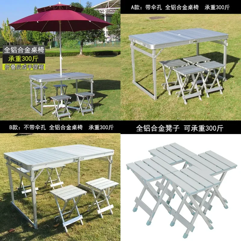 Wholesale Outdoor Portable Aluminum Alloy Folding Table and Chair Set for BBQ Stall Camping Exhibition Car Dining