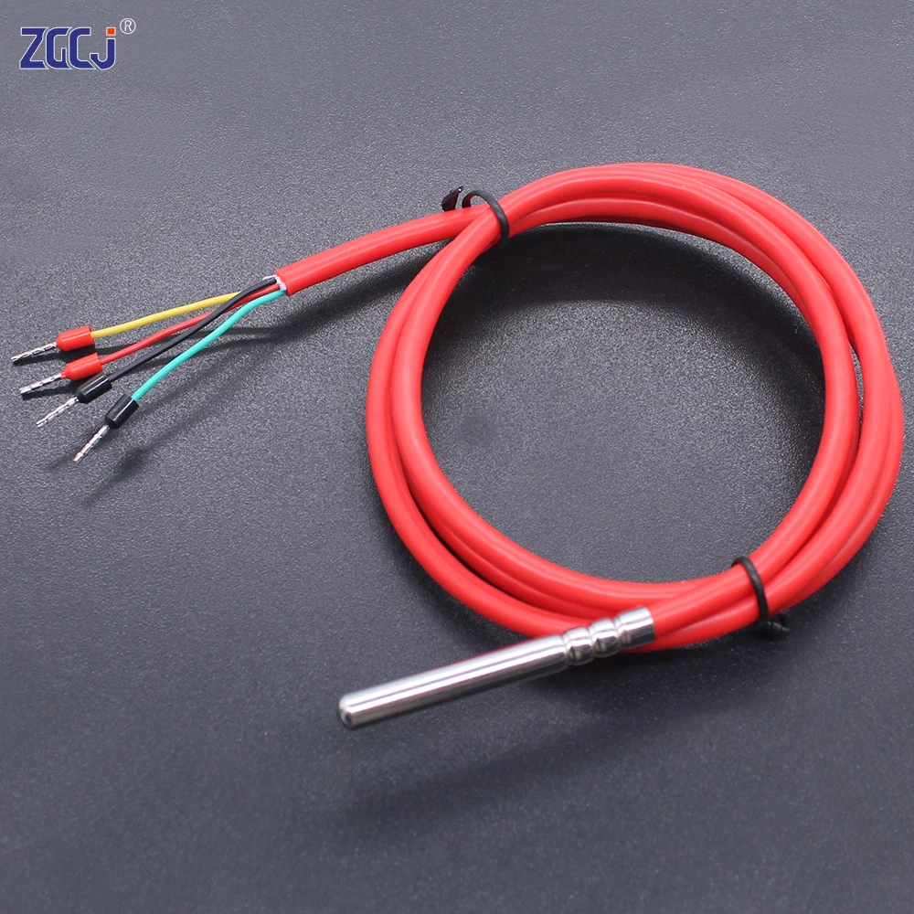 -60~200\'C A class accuracy 4 wire type PT100 sensor temperature with silicone cable thermal resistance