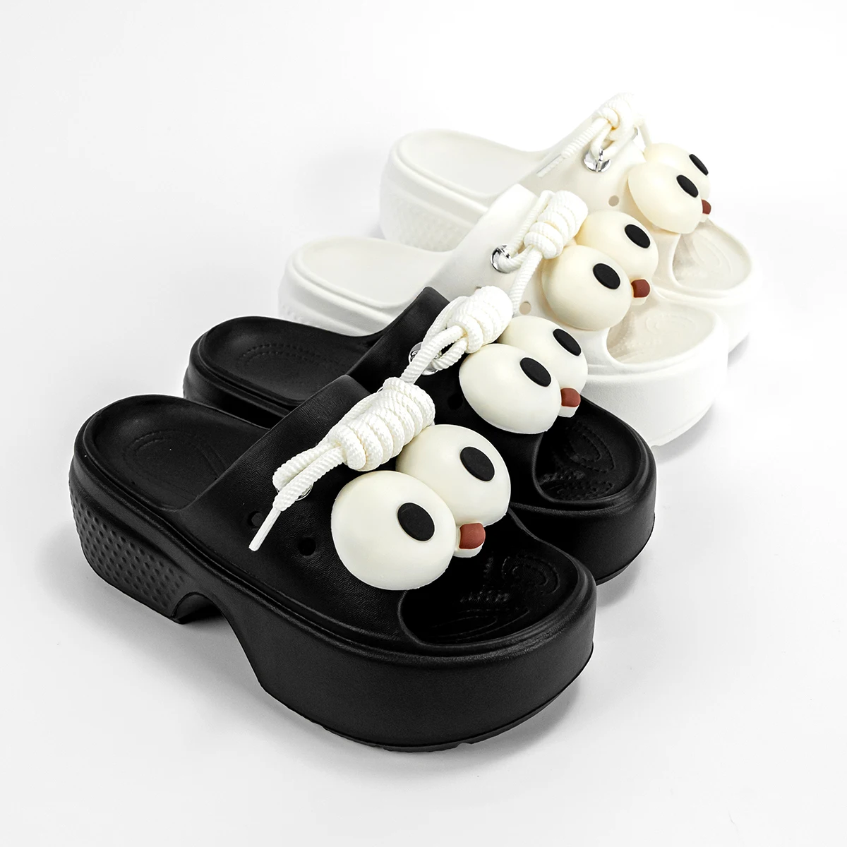 

Fashionable Cartoon Big Eyes One-Line Sandals Outdoor Thick-Soled Heightening Sandals E20
