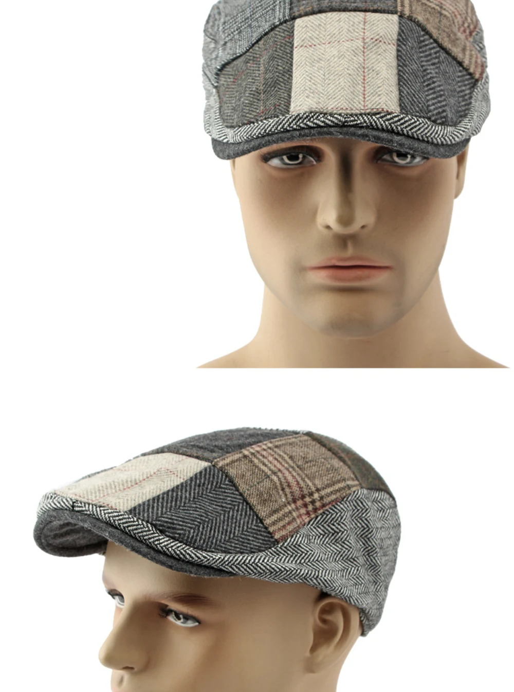 HT4295 Baskenmützen Frühling Herbst Winter Woll-Baskenmütze Patchwork Kariert Künstler-Malermütze Herren Damen Ivy Flachmützen Unisex Baskenmütze – Detail 11