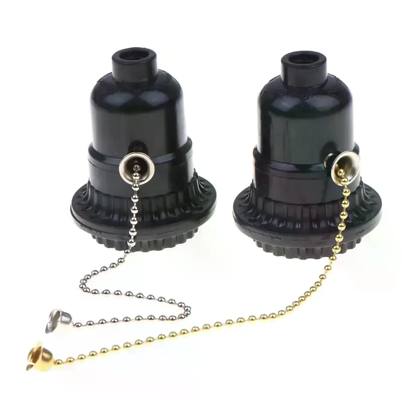 Black Pull Chain Switch Lamp Holder E26 E27 Socket Adapter Light Bulb Base Converter For Lamps Repair Kit Screw In Socket