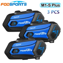 Fodsports-M1-S Plus Interfone para Capacete De Motocicleta, Bluetooth Headset, 8 Riders Intercomunicador Moto Speaker com Música Compartilhar