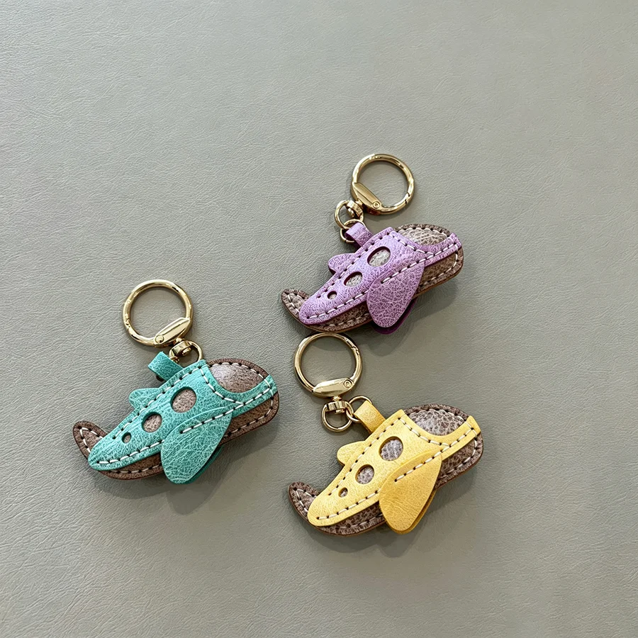 Cute Cartoon Airplane Bag Charm Keychain Unique Transportation Shape Keychain Genuine Leather Bag Hanging Decoration Bag Pendant