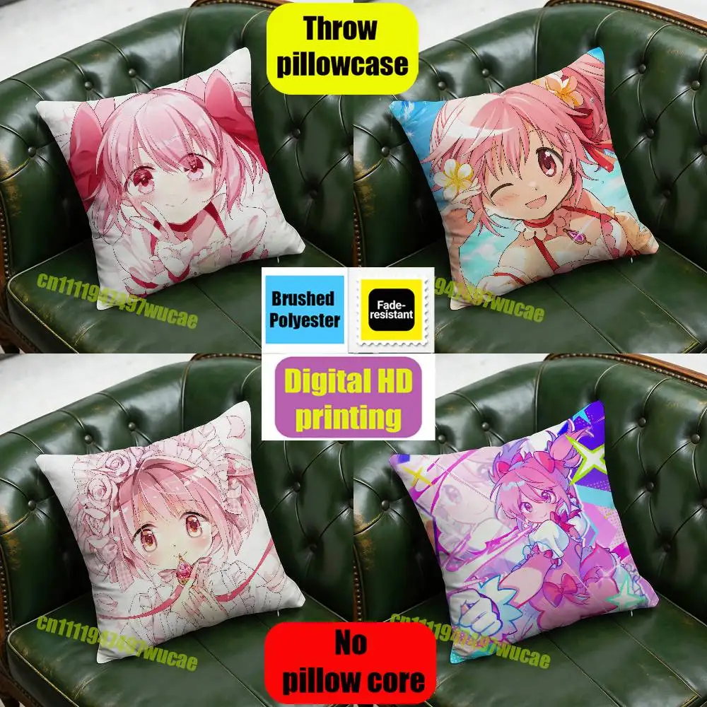 For Madoka Kaname Throw Pillow Case 65x65cm Home Custom Square Pillowcase Cushion Cover