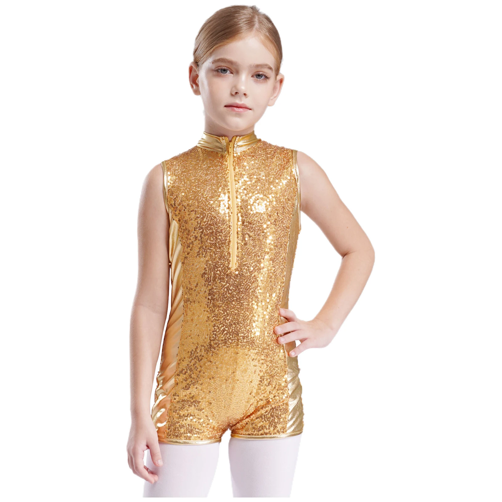 

New Kids Girls Sequins Ballet Dance Latin Dance Gymnastics Performance Leotard Costume One-piece Jumpsuit Jazz Hip-hop Dancewear