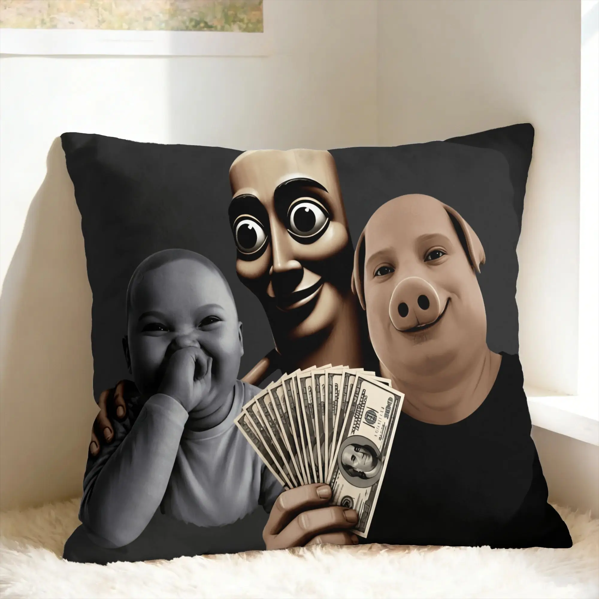 Pillow Case John Pork Tung Sahur Brainrot Meme Soft  Pillow Cover For Sofa Home Decoration Fashion Pillowcases