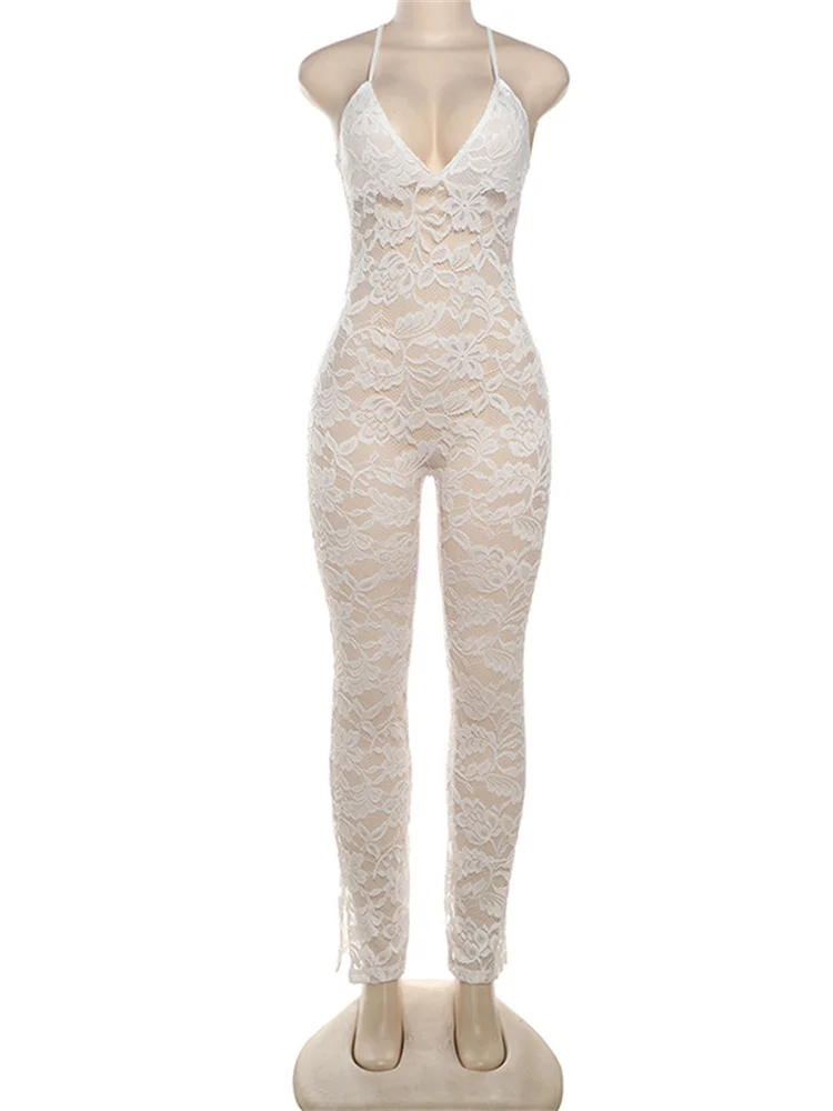 Insglas scollo a V vedere abbastanza croce tuta senza schienale donna sexy senza maniche estate coquette stretch tuta da allenamento per attività