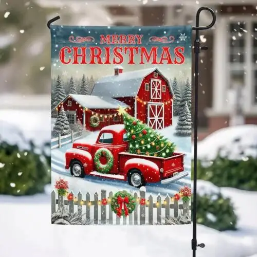 Red Truck And Barn Merry Christmas Flag Garden Flag LLK GGP FFL EEN AAL HHM WZZ yyi