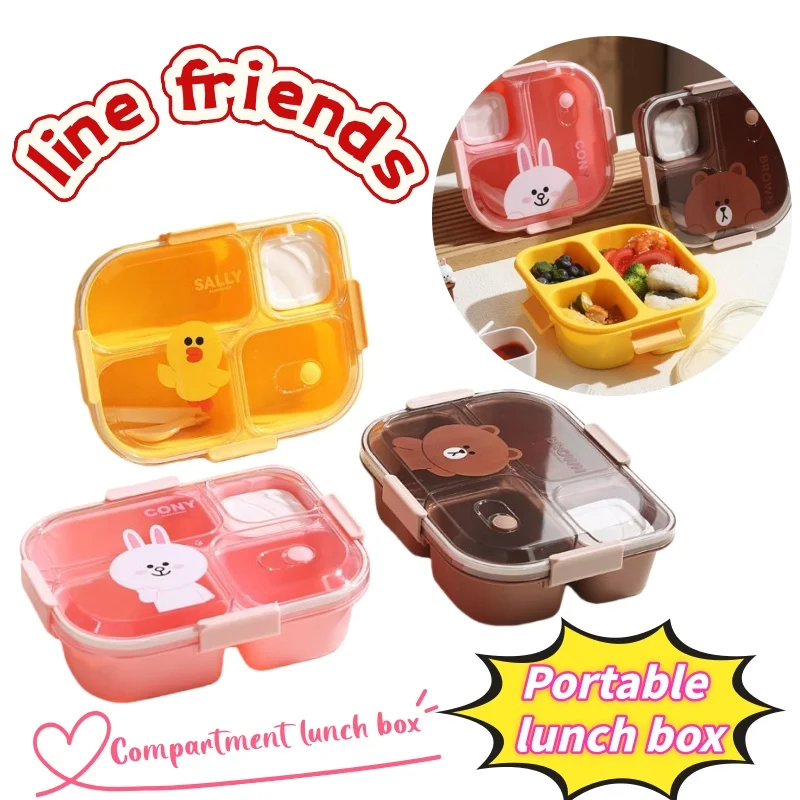 

New Line friends Brown Cony Sally cartoon cute office worker portable compartment lunch box student high-value simple lunch box