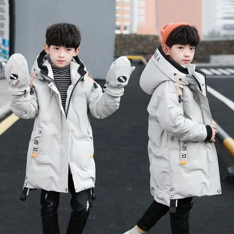 New Children parka kids Winter Down cotton Jacket snowsuit Clothing Big Boy Warm Coat Thicken Outerwear toddler clothes + gloves