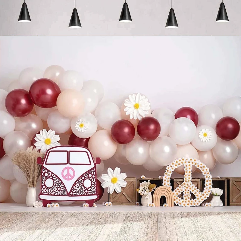 

Цветные воздушные шары в стиле бохо, фон для фотосъемки, крутой ретро-хиппи для девочек, день рождения, 70-е годы, Дейзи, хиппи, мир, любовь, вечерние фон