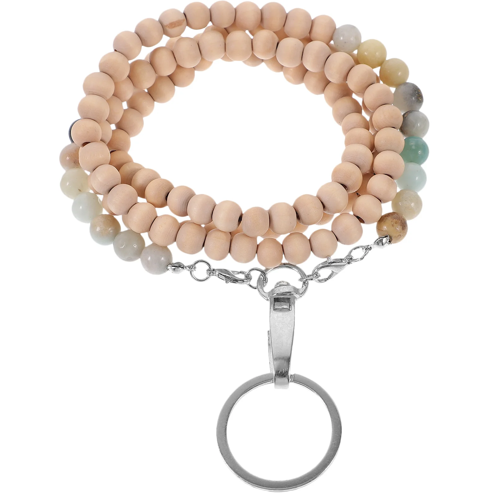 

Wooden Bead Lanyard For Id Card Badge Holder Keychain Hanging Rope Wear-Resistant Portable Name Tag Chain Cord String Rope