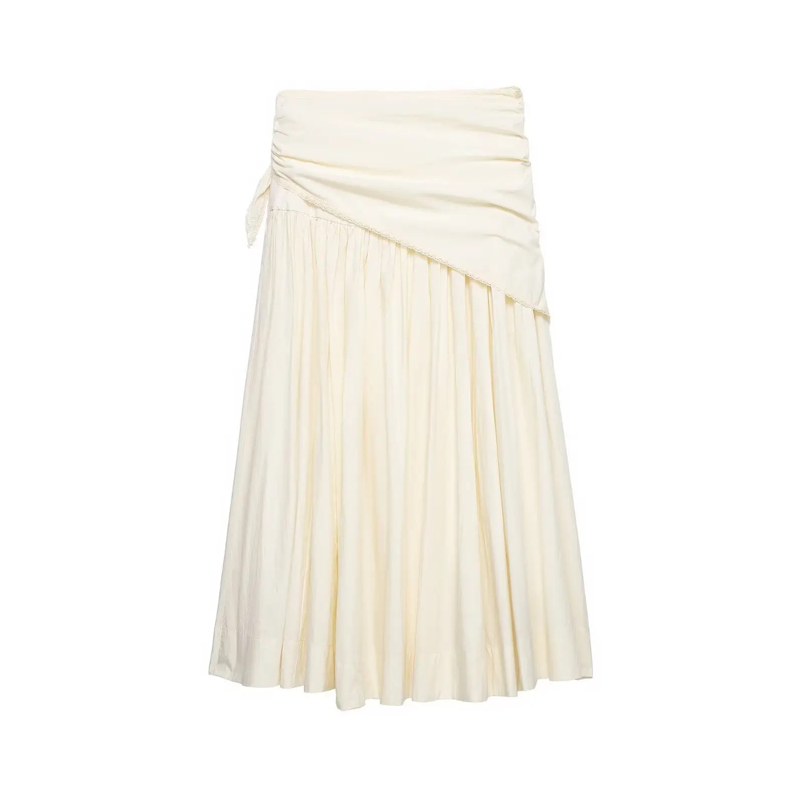 Women's Fashionable Fluffy Scarf Midi Skirt Front Pleated Midi Skirt Ruffled Hem Skirt Soft Casual Style Skirt For Women M57O