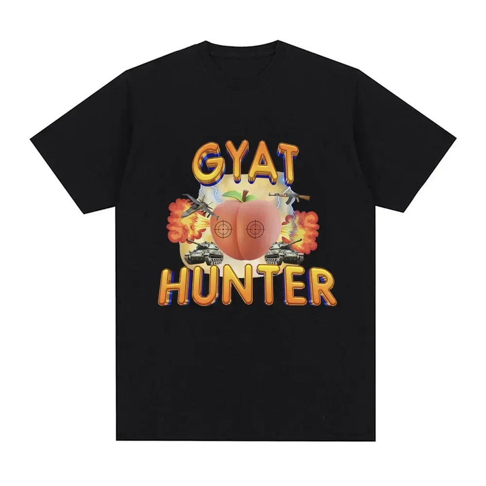 Women's Fashion Retro Short sleeved T-shirt Gyat Hunter Funny Meme T-shirt Casual Loose Large T-shirt